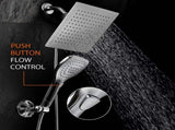 Ultra-Luxury 8" Rainfall Shower Head/Handheld Combo. Convenient Push-Button Flow Control Button for V1366-AZ2-W-08656