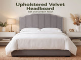 Artiss Bed Head Headboard Double Velvet 138CM - Grey BED-HEAD-WING-D-GY