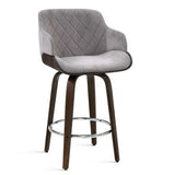 Artiss Bar Stools Swivel Velvet Padded Wooden BA-TW-8908-GY