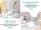 CARLA HOME 2-Tier Dish Drying Rack for Kitchen Counter with Removable Drip Tray, Utensil Holder and V178-36249