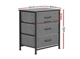 Artiss Chest of 3 Drawers Storage Dresser Tallboy Grey DIY-CDR-3D-GY