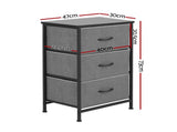 Artiss Set of 2 Chest of 3 Drawers Storage Dresser Tallboy Grey DIY-CDR-3D-GYX2