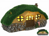 Solar Garden House Statue with Realistic Flocked Moss Roof, Built in Solar Panel Waterproof, Sun V1366-AZ2-W-15546