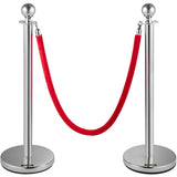 6PCS Red Rope Stanchion Silver Post Crowd Control Queue Line Barrier V952-QTGLZYSBXGZX6SE4XV0