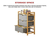 Bamboo Shelf with Storage Hamper Wooden Organiser with 3 Laundry Bags V63-838251