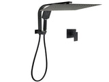 Matt Black Twin Set 16" Extra Large Shower Head 3 Modes Handheld Gooseneck Arm Wall Mixer V1233-A702BHS002M4CBKSS116BKSQ201B