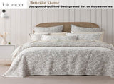Bianca Ameila Stone Jacquard Quilted Foliage Bedspread Set Super King V442-BCA-BEDSPREAD-AMEILA-STONE-SK