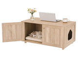 Artiss 2-In-1 Coffee Table Pet Cat House Wooden Side Table Storage Cabinet 80x50x55CM FUR-AF-COF-01P-WD