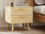 Levede 2x Bedside Tables Set Wooden Side Table Nigntstand Bedroom Rattan Drawers NI1078-NT-2PK-AU