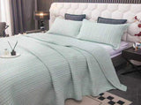 100% Cotton Embossed Mint Stripe Elysian Coverlet Bedspread Set V745-MMPAC061129Q13U