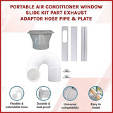 Portable Air Conditioner Window Kit Exhaust Hose Adaptor Pipe & Slide Plate V63-952621