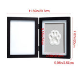 Pet Cat Dog Paw Print Kit 7 Inch Double Opening Photo Frame, Ink Free Mess Free Commemorative Memory V1366-AZ2-W-19826