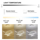 BAMDECOR A18801 Modern LED Chandelier, Dimmable Pendant Light with Remote Control Rings Round V255-BAM-188013-SILVER