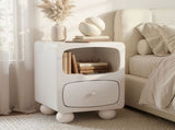 Artiss Bedside Table Storage Drawer Shelf Pine Wood Legs White FUR-S-BS-06-WH