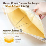 Wide Zipper Access Cotton & Beeswax Bread Bags, 17*13In Reusable Organic Cotton Food Storage Bags to V1366-AZ2-W-11490