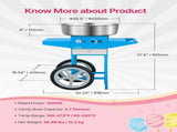 Electric Cotton Candy Machine with Cart, 1000W Commercial Candy Floss Maker with 52cm Stainless V952-HCDRMHTJLSWGM2LX4V3