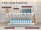 CARLA HOME 2-Tier Dish Drying with Drainage Tray, Utensil Holder, Cup Hooks & Cutting Board V178-36168