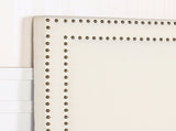 Bed Head Queen White Headboard Upholstery Fabric Studded Buttons V43-BED-ENZOQWH