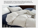 Dark gray matcha Washed Cotton Bedding Set - Solid Color Fitted Sheet Style, 4-Piece Set for 1.8m V888-ELOSUNG48743