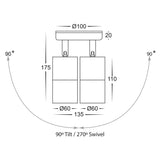 Tivah 2 x 5W 240V GU10 LED Tri-Colour Double Adjustable Wall Pillar Light, White V1202-V1-HVLHV1337GU10T