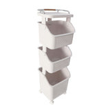 Rolling Laundry Hamper PP ABS Laundry Shelf Clothes Storage Basket Organizer with 4 Wheels for Home V1294-YM0901-3117240250812
