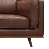 Single Seater Armchair Faux Leather Sofa Modern Lounge Accent Chair in Brown with Wooden Frame V43-SOF-YOKBR1S