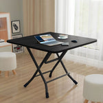 SOGA Black Dining Table Portable Square Surface Space Saving Folding Desk with Lacquered Legs Home TABLE1205AA