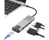 5 in 1 Type C to 4K HDMI-compatible USB 3.0 Charging Hub Adapter Converter for MacBook Pro Silver V1263-JX-1051