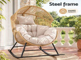 Gardeon Outdoor Egg Rocking Chair Rattan Lounger with Thick Cushion Patio Furniture Natural ODF-ROCK-PAPASAN-NTL-ABC
