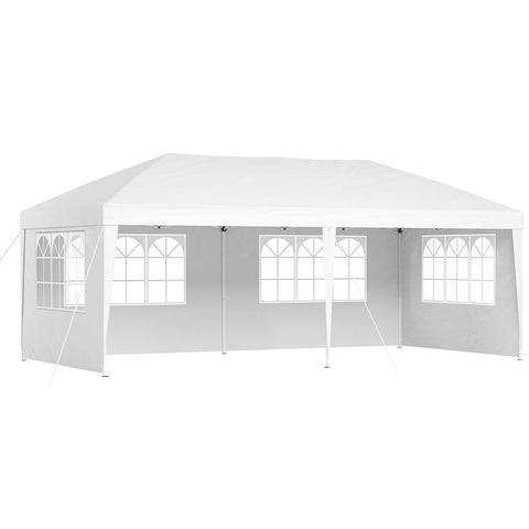 Instahut Gazebo Pop Up Marquee 3x6m Wedding Party Outdoor Camping Tent Canopy Side Wall White GAZEBO-WED-C-FG-3X6-POP-4W-WH