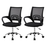 Artiss 2x Mesh Office Chair Mid Back Black OCHAIR-G-2004-BKX2