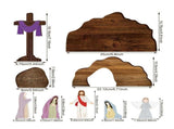 9 Pcs Empty Tomb Christian Scene and Cross Decoration, Wooden Easter Resurrection Scene with Cross V1366-AZ2-W-26855