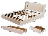 Artiss Double Upholstered Bed Frame with 3 Storage Drawers Wingback Headboard Heavy Duty Metal BFRAME-G-SEAN-D-BG-ABCD