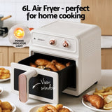 Devanti 6L Air Fryer Knob Control 1700W Cream AF-K-K-6L-CR