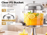 5-Star Chef 8L Beverage Juice Dispenser Tap Ice Tube Single Drip Tray JD-8L-SS