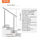 VEVOR 39.4in / 100cm Handrails for Outdoor Steps Staircase Porch Deck Senior V952-BXGSLZFS100CSMB9RV0