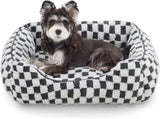 Dog Beds -Cute Cat Beds for Indoor Cats Calming Pet Beds, Rectangle Orthopedic Cuddle Puppy Bed with V1107-136-22944-GRY-S