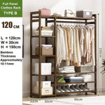 Bamboo Clothes Rack Garment Closet Storage Organizer Hanging Rail Shelf Dress room 120CM V255-QBYMJ-120