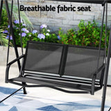 Gardeon Outdoor Swing Chair Garden Bench Furniture Canopy 2 Seater Black GSC-BST-2S-BK