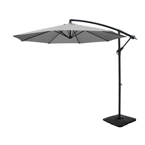 Instahut Umbrella Outdoor Umbrellas Cantilever Sun Stand UV Garden Base Grey 3M UMB-BAN-50N-COM-GR