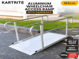 Kartrite 6ft Portable Aluminium Mobility Threshold Access Wheelchair Ramp w/ Handrails WCR-01H-6FT-HND