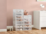 CARLA HOME 12-Pack Clear Shoe Storage Boxes - Stackable - White - Shoe Box Storage V178-36400