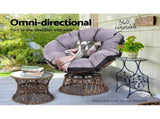 Gardeon Outdoor Lounge Setting Furniture Wicker Papasan Chairs Table Patio Brown ODF-PAPASAN-TBCHX2-BR