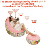 Coffee Graffiti Portable Inflatable Sofa Chair with Ottoman - Waterproof Flocked Lazy Sofa for V888-ELOSUNG17115