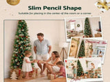 Jingle Jollys 2.1m Artificial Slim Christmas Tree Pine Cone Berry Decor Corner XM-TR-SLIM-7FT-CORNER
