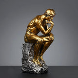 Resin Thinker Statue Thinker Figurine Thinking Man Sculptures for Home Office Desktop Crafts Gifts V1192-AZ-W-9841