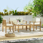 Gardeon 4-Piece Outdoor Sofa Set Wooden Couch Lounge Setting FF-B-SOFA-BR-AB