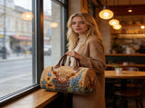Quilted Duffle Bag, Retro Bohemian Style Large Capacity Quilted Duffle Bag, Premium Cotton-Poly V1366-AZ2-W-26748