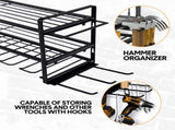 Power Tool Organizer Wall Mount 7 Drill Holder 3 Layer Heavy Duty Metal for Drill Plier Hammer Rack V985-POWERTOOLORGANIZER