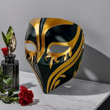Resin Night Jasmine Full Face Mask, Black & Gold Relief Dark Style, Halloween Christmas Masquerade V1232-YLXMJ-001